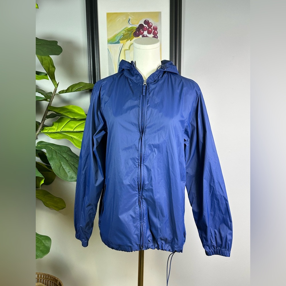 L.L. Bean Jacket Blue Nylon Lightweight Windbreaker Hooded Full Zip Womens S